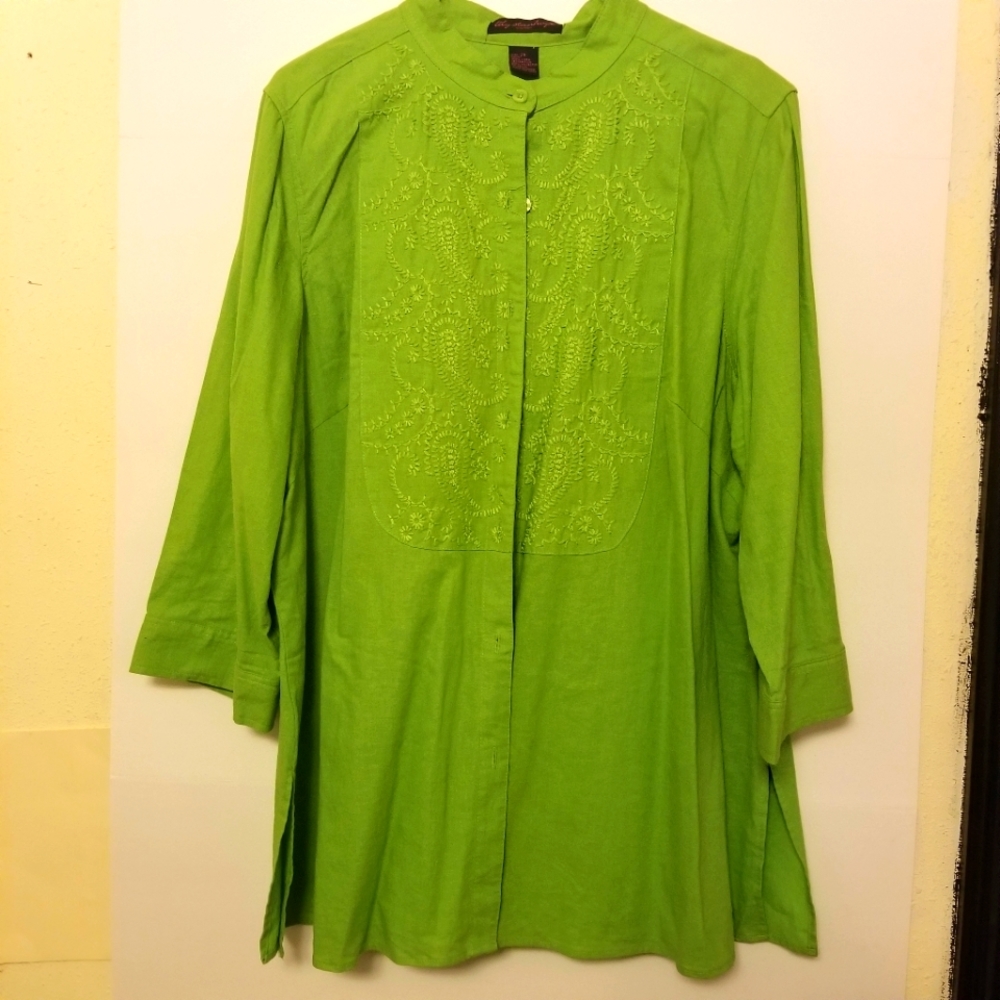 Lime green linin blouse